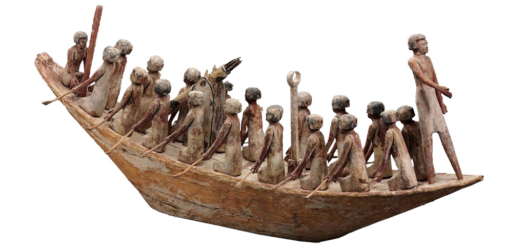 エジプトの船(紀元前2010-1961) エジプト王朝の王の墓から出土された木製の船の模型。
